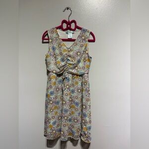 Floral Kids Dress with Yellow and Blue Highlights